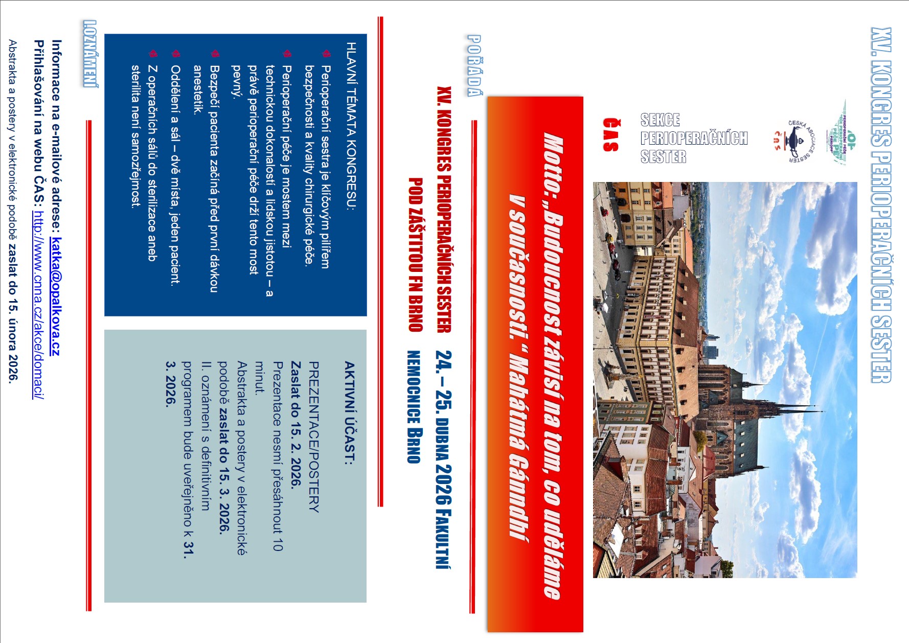 Leták XV. Kongres Perioperačních Sester